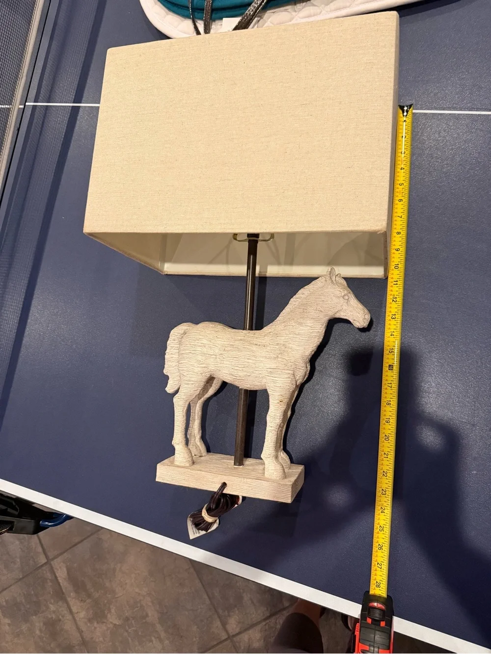 Horse Table Lamp with Beige Shade